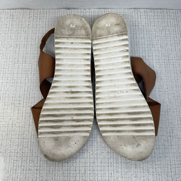 BERTUCHI Caramel Tan Leather Crossover Slingback Buckle Wedge Sandals 8 - Picture 5 of 6